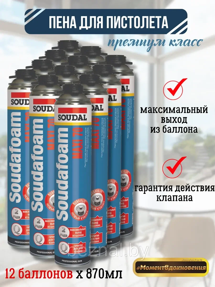 Профессиональная монтажная пена Soudal 70 870мл Коробка (12 балонов)