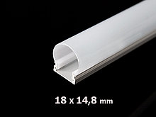 Алюминиевый профиль накладной с круглым экраном D18x14,8  для LED ленты