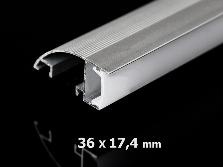 Алюминиевый профиль накладной с экраном 36x17,4 для LED ленты