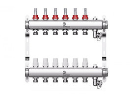 Коллектор W902.6 нержавеющий Wester 1"-3/4" в сборе с расходомерами на 6 выходов
