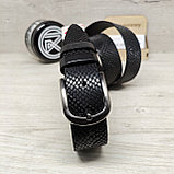 Ремень женский 3,5см кожаный чёрный рептилия, фото 3