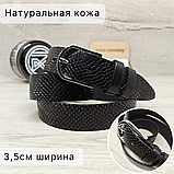 Ремень женский 3,5см кожаный чёрный рептилия, фото 4