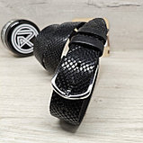 Ремень женский 3,5см кожаный чёрный рептилия, фото 5