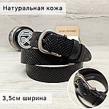 Ремень женский 3,5см кожаный чёрный рептилия, фото 6