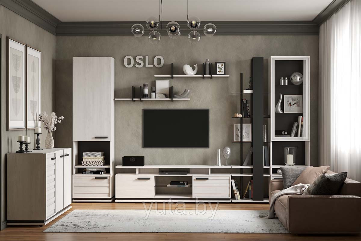 Глазовская мебельная фабрика - Мебель в магазинах "Аксамит" Гостиная Oslo комплект 1 (Бетон Пайн