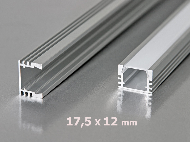 Алюминиевый профиль накладной с экраном 17,5х12 мм для LED ленты