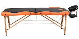 Массажный стол Atlas Sport складной 2-с 60 см деревянный + сумка в подарок (черно-оранжевый)