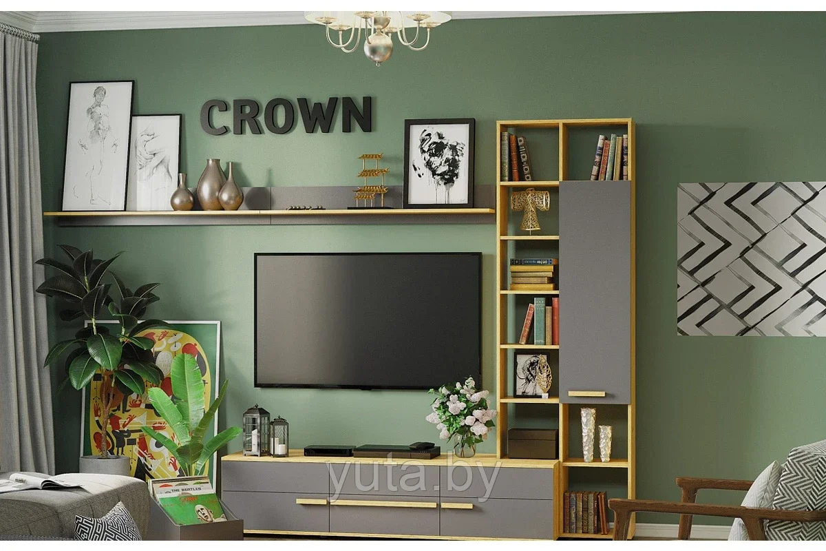 Глазовская мебельная фабрика - Мебель в магазинах "Аксамит" Гостиная Crown №3 (Дуб Золотистый/Графит)