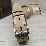 Кожаный ремень 3,5см Марун классика бежевый, фото 5