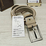 Кожаный ремень 3,5см Марун классика бежевый, фото 6