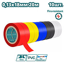 Изолента 10шт TOTAL THPET1013 (черный, белый, красный, желтый, синий)