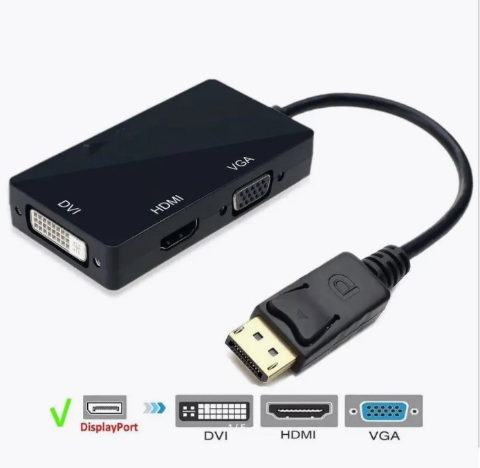 Переходник DisplayPort - HDMI, VGA, DVI 0.2м - (H176) 3 в 1 Вход DisplayPort - Выход HDMI, VGA, DVI