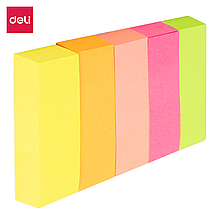 Закладки клейкие бумажные (стикеры) DELI Stick Up, 5 цветов, 50*15 мм, 5*100 листов, картонный диспенсер