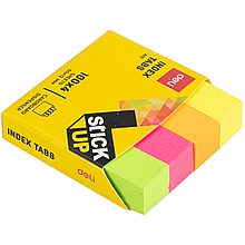 Закладки клейкие бумажные (стикеры) DELI Stick Up, 4 цвета, неон, 12*50 мм, 4*100 листов, A11102