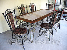 Набор мебели - 6 стульев и стол кованый 2 м длиной, 81 см шириной, 78см длиной №31