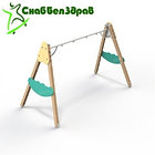 Качели двойные на деревянных стойках с подвеской, фото 2