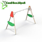 Качели двойные на деревянных стойках с подвеской, фото 3