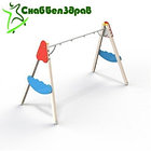 Качели двойные на деревянных стойках с подвеской, фото 4