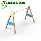 Качели двойные на деревянных стойках с подвеской, фото 6