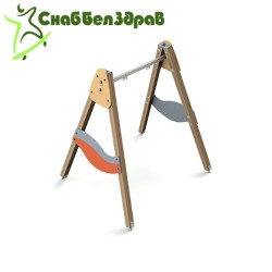 Качели на деревянных стойках с оцинкованной балкой