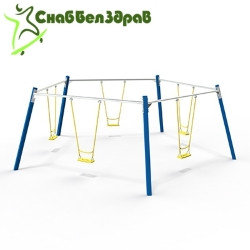 Качели на металлических стойках пятисекционные