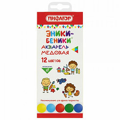 Краски акварельные Пифагор "Эники-беники New", без кисти, 12цв