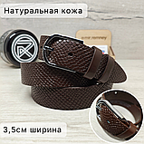 Ремень женский 3,5см кожаный светло-коричневый рептилия, фото 4