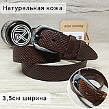 Ремень женский 3,5см кожаный светло-коричневый рептилия, фото 6