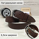 Ремень женский 3,5см кожаный светло-коричневый рептилия, фото 7