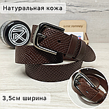 Ремень женский 3,5см кожаный светло-коричневый рептилия, фото 8