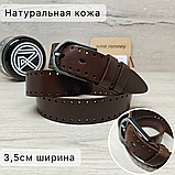 Ремень женский 3,5см кожаный светло-коричневый перфорированный, фото 5