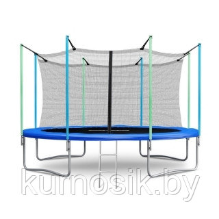 Батут Atlas Sport 374 см 12ft с внутренней сеткой и лестницей BLUE