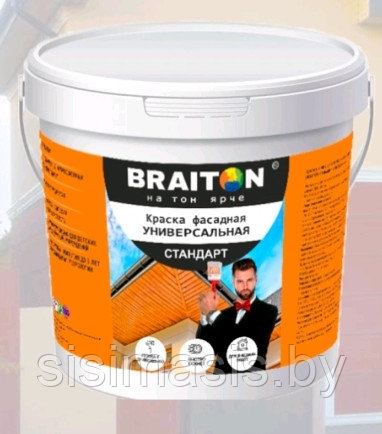 Краска водно-дисперсионная фасадная BRAITON Стандарт универсальная (1,3 кг)