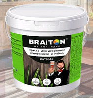 Краска водно-дисперсионная фасадная BRAITON для деревянной поверхности и мебели Матовая (1,3 кг.)