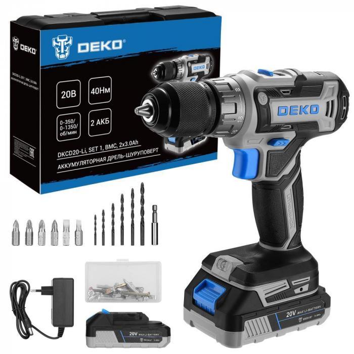 Дрель-шуруповерт аккумуляторная DEKO DKCD20-Li 083-1117
