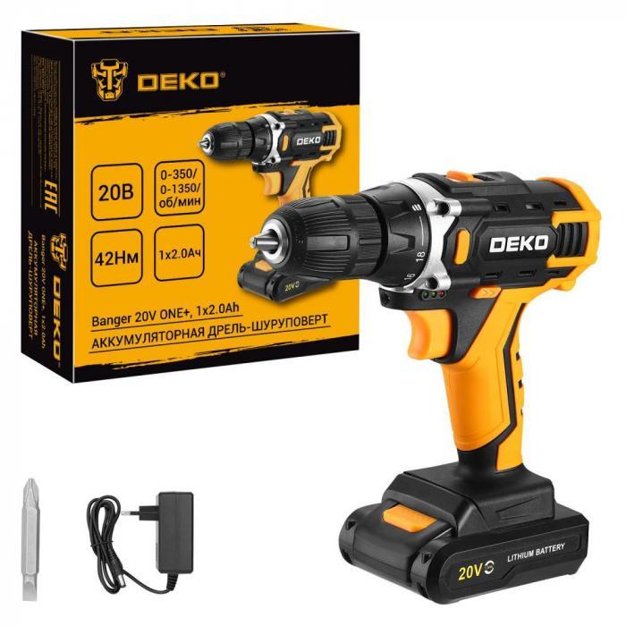 Дрель-шуруповерт аккумуляторная DEKO Banger 20V ONE + 083-1116
