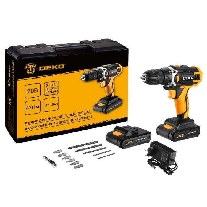 Дрель-шуруповерт аккумуляторная DEKO Banger 20V ONE + 083-1110