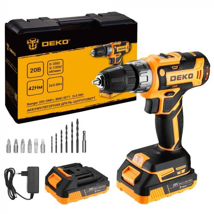 Дрель-шуруповерт аккумуляторная DEKO Banger 20V ONE + 083-1109