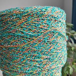 Букле Fabiano 212 м 100г, 60%хлопок 15% вискоза, 25% ПА мулине бирюза/оранж/желтый