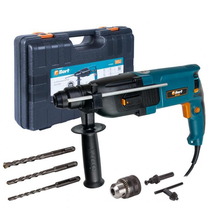 Перфоратор сетевой электрический Bort BHD-800N со сменным патроном SDS-plus 3 Дж