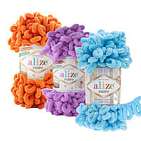Пряжа Alize Puffy, Ализе Пуффи, турецкая, плюшевая, 100% микрополиэстер