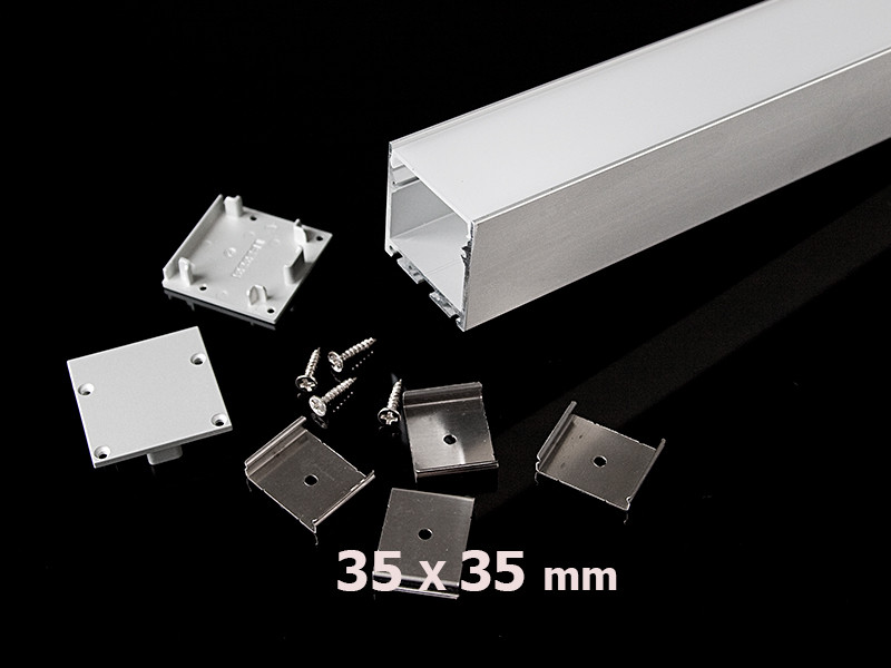 Алюминиевый накладной (подвесной) профиль LUX 35х35 комплект для LED светильника