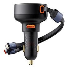 Автомобильное зарядное Baseus Enjoyment Pro U+Retractable C 60W Cluster Black (C00057802111-02)