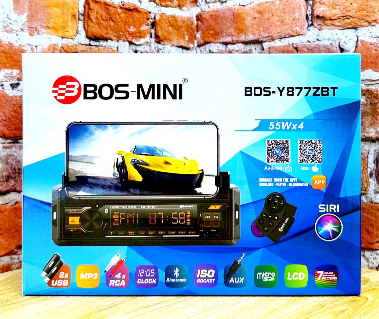 Автомагнитола Bos-mini Bos-Y877ZBT с держателем для телефона