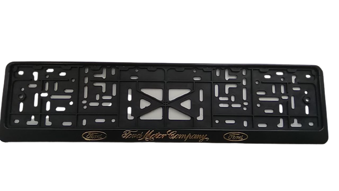 Рамка номерного знака с защелкой золото с надписью "FORD" рельеф