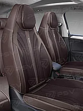 Накидки чехлы на сиденья в машину автомобильные весь салон 5D PSV Sport (Т.Коричневый), экокожа + текстиль