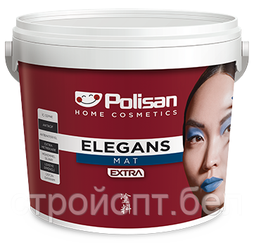 Интерьерная силикон-модифицированная антибактериальная краска Polisan Elegans Extra Mat, 7,5 л