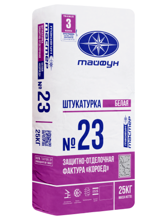 Штукатурка Тайфун-Мастер № 23,3 белая цементная с фактурой Короед 3мм (25кг)