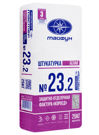 Штукатурка Тайфун-Мастер № 23,2 белая с фактурой Короед 2мм (25кг)