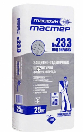 Штукатурка Тайфун-Мастер № 23,3 цементная под окраску финишная с фактурой Короед 3мм (25кг)